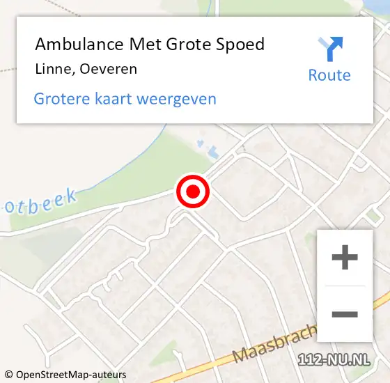 Locatie op kaart van de 112 melding: Ambulance Met Grote Spoed Naar Linne, Oeveren op 9 februari 2022 18:28