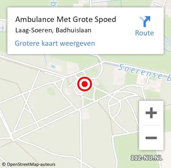 Locatie op kaart van de 112 melding: Ambulance Met Grote Spoed Naar Laag-Soeren, Badhuislaan op 9 februari 2022 18:30