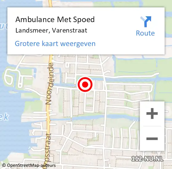 Locatie op kaart van de 112 melding: Ambulance Met Spoed Naar Landsmeer, Varenstraat op 9 februari 2022 18:37