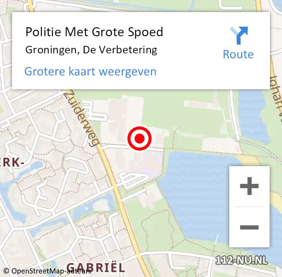 Locatie op kaart van de 112 melding: Politie Met Grote Spoed Naar Groningen, De Verbetering op 9 februari 2022 18:38