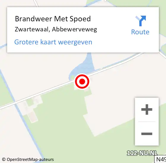 Locatie op kaart van de 112 melding: Brandweer Met Spoed Naar Zwartewaal, Abbewerveweg op 9 februari 2022 18:57