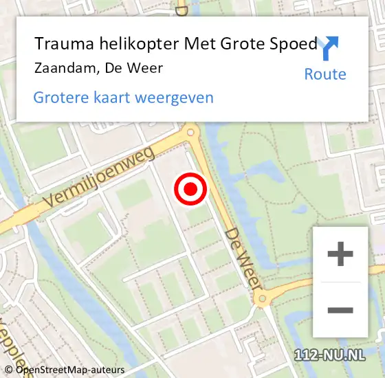 Locatie op kaart van de 112 melding: Trauma helikopter Met Grote Spoed Naar Zaandam, De Weer op 9 februari 2022 19:25