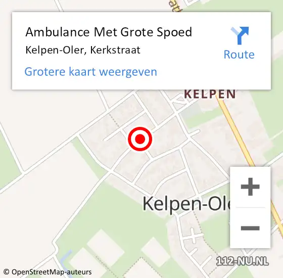 Locatie op kaart van de 112 melding: Ambulance Met Grote Spoed Naar Kelpen-Oler, Kerkstraat op 9 februari 2022 19:33