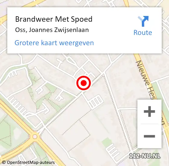 Locatie op kaart van de 112 melding: Brandweer Met Spoed Naar Oss, Joannes Zwijsenlaan op 9 februari 2022 19:42