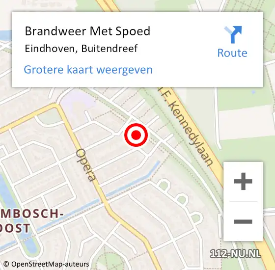 Locatie op kaart van de 112 melding: Brandweer Met Spoed Naar Eindhoven, Buitendreef op 9 februari 2022 20:03