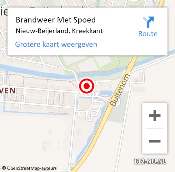 Locatie op kaart van de 112 melding: Brandweer Met Spoed Naar Nieuw-Beijerland, Kreekkant op 9 februari 2022 20:26