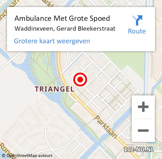 Locatie op kaart van de 112 melding: Ambulance Met Grote Spoed Naar Waddinxveen, Gerard Bleekerstraat op 9 februari 2022 20:45