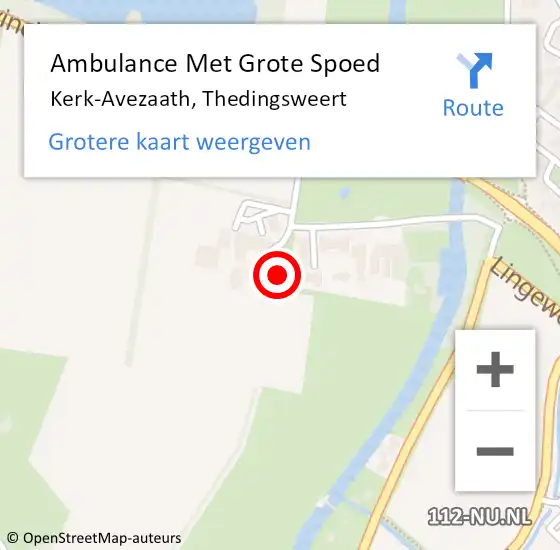 Locatie op kaart van de 112 melding: Ambulance Met Grote Spoed Naar Kerk-Avezaath, Thedingsweert op 9 februari 2022 20:50