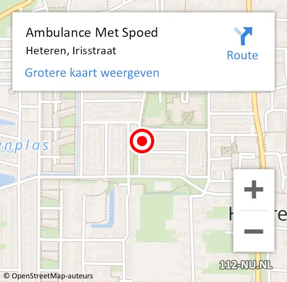 Locatie op kaart van de 112 melding: Ambulance Met Spoed Naar Heteren, Irisstraat op 9 februari 2022 21:21