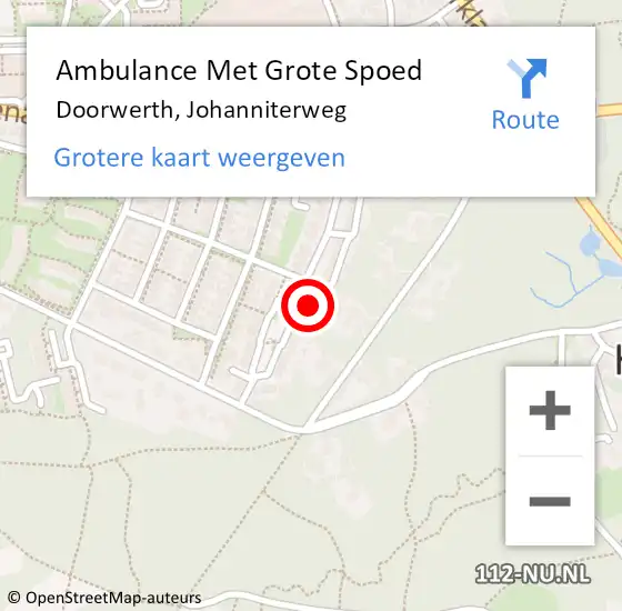 Locatie op kaart van de 112 melding: Ambulance Met Grote Spoed Naar Doorwerth, Johanniterweg op 9 februari 2022 21:24