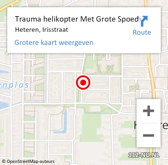 Locatie op kaart van de 112 melding: Trauma helikopter Met Grote Spoed Naar Heteren, Irisstraat op 9 februari 2022 21:25