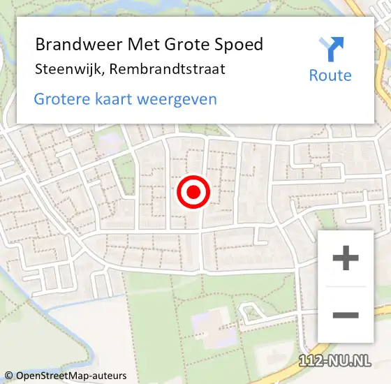 Locatie op kaart van de 112 melding: Brandweer Met Grote Spoed Naar Steenwijk, Rembrandtstraat op 9 februari 2022 21:26