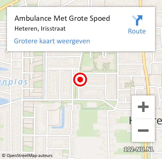 Locatie op kaart van de 112 melding: Ambulance Met Grote Spoed Naar Heteren, Irisstraat op 9 februari 2022 21:26