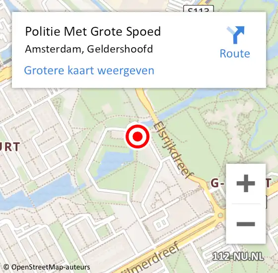 Locatie op kaart van de 112 melding: Politie Met Grote Spoed Naar Amsterdam-Zuidoost, Geldershoofd op 9 februari 2022 22:39