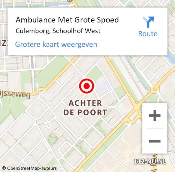 Locatie op kaart van de 112 melding: Ambulance Met Grote Spoed Naar Culemborg, Schoolhof West op 9 februari 2022 22:47