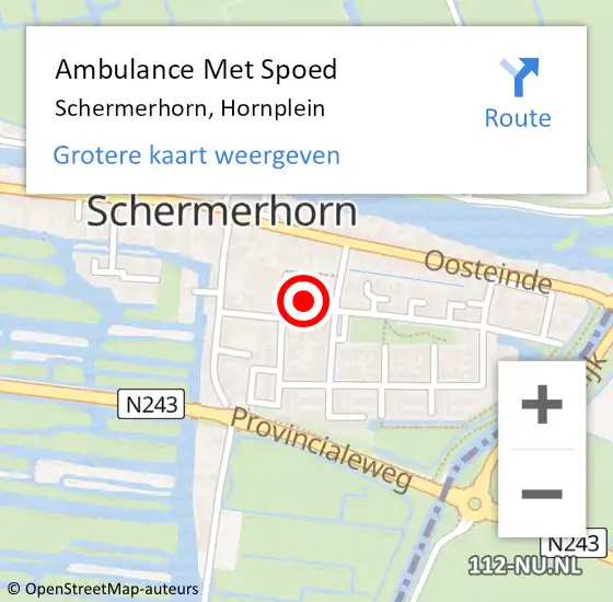 Locatie op kaart van de 112 melding: Ambulance Met Spoed Naar Schermerhorn, Hornplein op 9 februari 2022 22:48