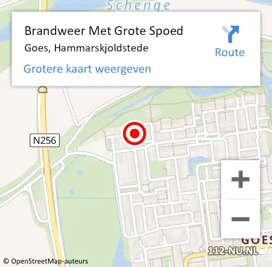 Locatie op kaart van de 112 melding: Brandweer Met Grote Spoed Naar Goes, Hammarskjoldstede op 9 februari 2022 22:49