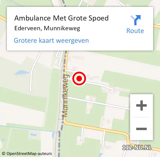 Locatie op kaart van de 112 melding: Ambulance Met Grote Spoed Naar Ederveen, Munnikeweg op 9 februari 2022 23:16