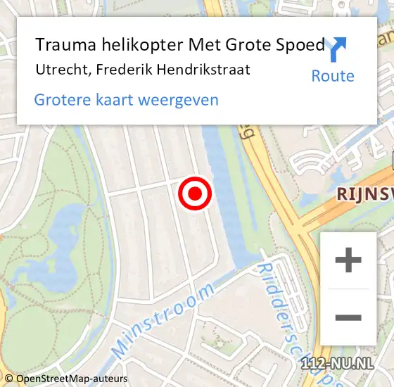 Locatie op kaart van de 112 melding: Trauma helikopter Met Grote Spoed Naar Utrecht, Frederik Hendrikstraat op 10 februari 2022 00:17