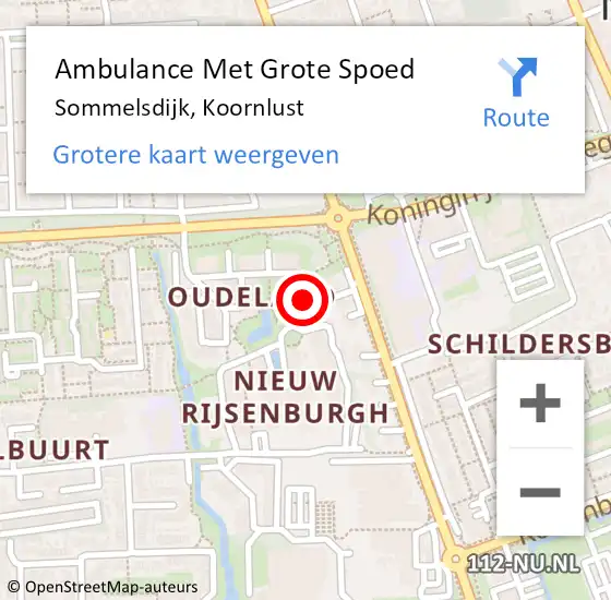 Locatie op kaart van de 112 melding: Ambulance Met Grote Spoed Naar Sommelsdijk, Koornlust op 10 februari 2022 00:34