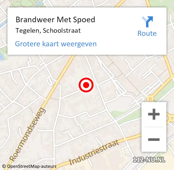 Locatie op kaart van de 112 melding: Brandweer Met Spoed Naar Tegelen, Schoolstraat op 10 februari 2022 00:37