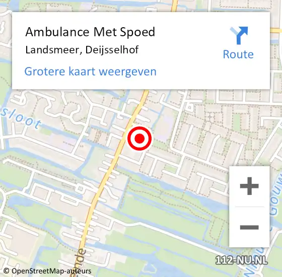 Locatie op kaart van de 112 melding: Ambulance Met Spoed Naar Landsmeer, Deijsselhof op 10 februari 2022 01:20