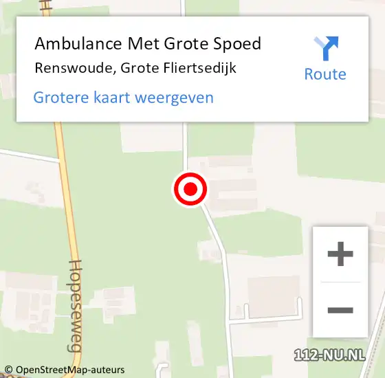 Locatie op kaart van de 112 melding: Ambulance Met Grote Spoed Naar Renswoude, Grote Fliertsedijk op 7 juli 2014 19:24