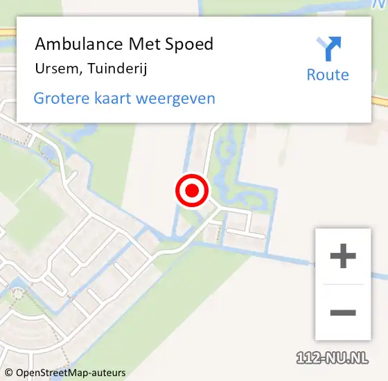 Locatie op kaart van de 112 melding: Ambulance Met Spoed Naar Ursem, Tuinderij op 10 februari 2022 01:27