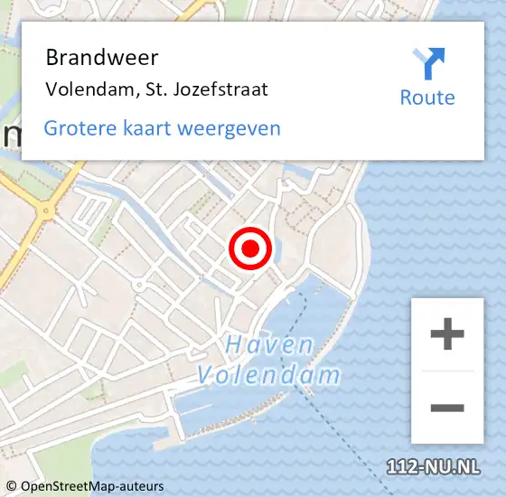 Locatie op kaart van de 112 melding: Brandweer Volendam, St. Jozefstraat op 7 juli 2014 19:25