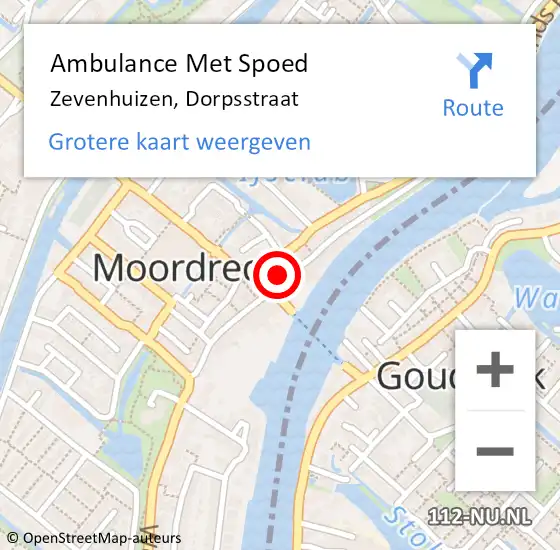 Locatie op kaart van de 112 melding: Ambulance Met Spoed Naar Zevenhuizen, Dorpsstraat op 10 februari 2022 02:14