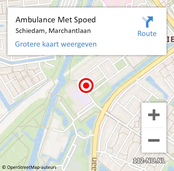 Locatie op kaart van de 112 melding: Ambulance Met Spoed Naar Schiedam, Marchantlaan op 10 februari 2022 02:33