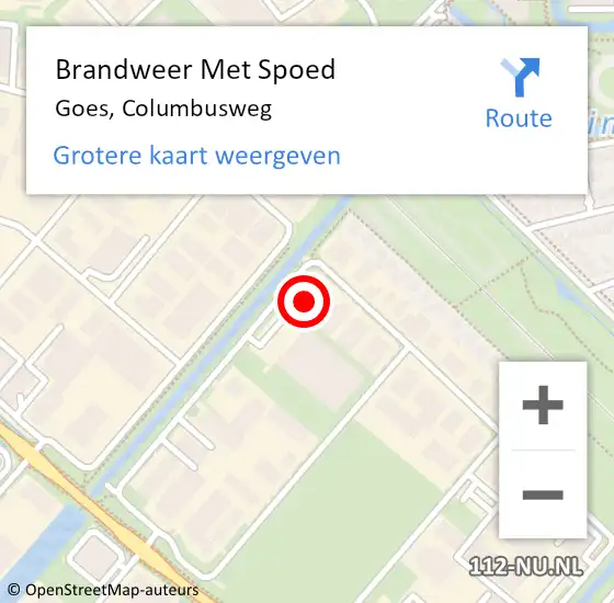 Locatie op kaart van de 112 melding: Brandweer Met Spoed Naar Goes, Columbusweg op 10 februari 2022 02:54