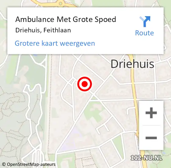 Locatie op kaart van de 112 melding: Ambulance Met Grote Spoed Naar Driehuis, Feithlaan op 10 februari 2022 03:05