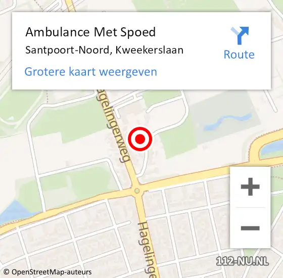 Locatie op kaart van de 112 melding: Ambulance Met Spoed Naar Santpoort-Noord, Kweekerslaan op 10 februari 2022 04:07