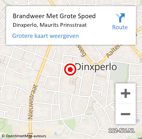 Locatie op kaart van de 112 melding: Brandweer Met Grote Spoed Naar Dinxperlo, Maurits Prinsstraat op 10 februari 2022 04:15