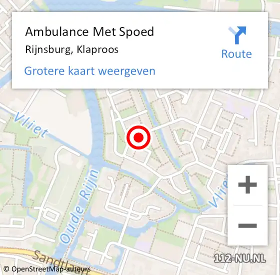 Locatie op kaart van de 112 melding: Ambulance Met Spoed Naar Rijnsburg, Klaproos op 10 februari 2022 04:27