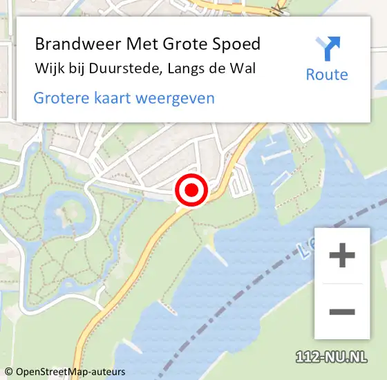 Locatie op kaart van de 112 melding: Brandweer Met Grote Spoed Naar Wijk bij Duurstede, Langs de Wal op 10 februari 2022 04:39