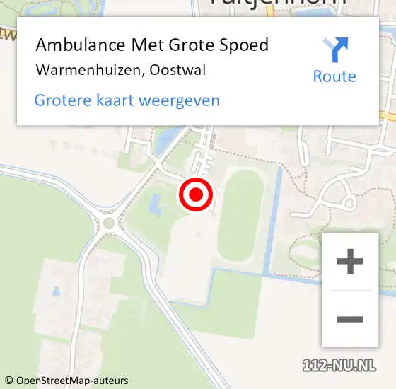 Locatie op kaart van de 112 melding: Ambulance Met Grote Spoed Naar Warmenhuizen, Oostwal op 10 februari 2022 05:05