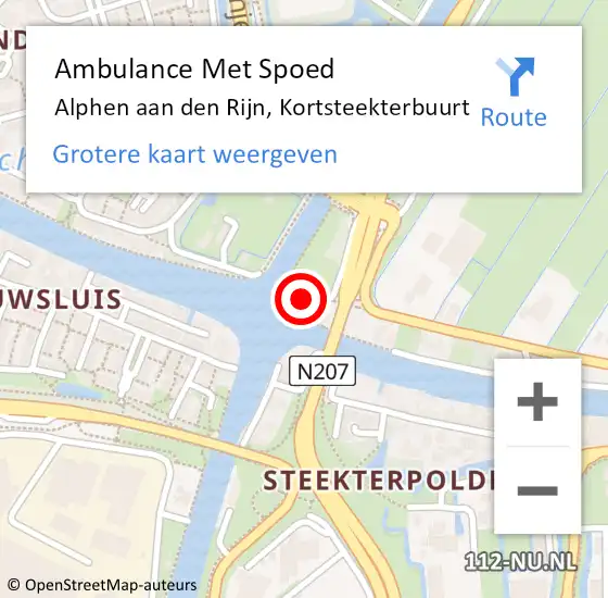 Locatie op kaart van de 112 melding: Ambulance Met Spoed Naar Alphen aan den Rijn, Kortsteekterbuurt op 10 februari 2022 05:20