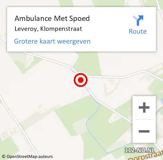 Locatie op kaart van de 112 melding: Ambulance Met Spoed Naar Leveroy, Klompenstraat op 7 juli 2014 19:32