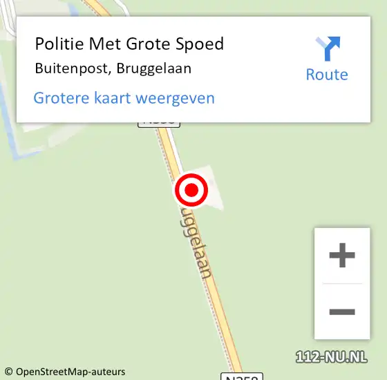Locatie op kaart van de 112 melding: Politie Met Grote Spoed Naar Buitenpost, Bruggelaan op 10 februari 2022 06:09