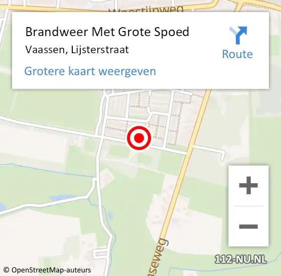 Locatie op kaart van de 112 melding: Brandweer Met Grote Spoed Naar Vaassen, Lijsterstraat op 10 februari 2022 06:15