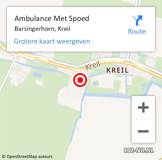 Locatie op kaart van de 112 melding: Ambulance Met Spoed Naar Barsingerhorn, Kreil op 7 juli 2014 19:35