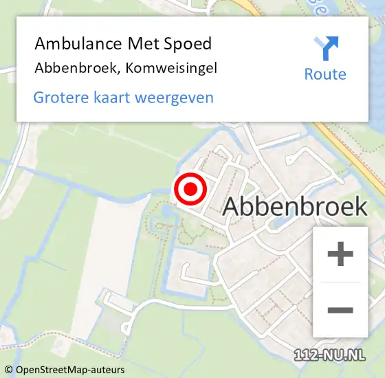 Locatie op kaart van de 112 melding: Ambulance Met Spoed Naar Abbenbroek, Komweisingel op 10 februari 2022 06:58