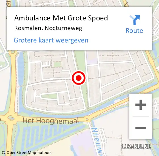 Locatie op kaart van de 112 melding: Ambulance Met Grote Spoed Naar Rosmalen, Nocturneweg op 7 juli 2014 19:39