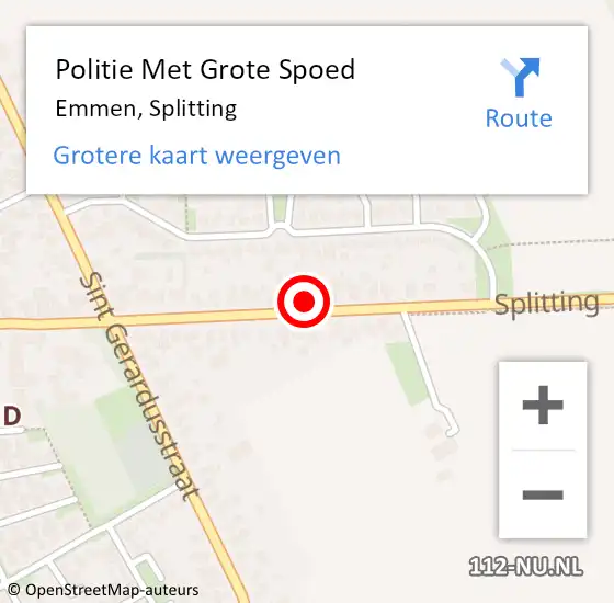 Locatie op kaart van de 112 melding: Politie Met Grote Spoed Naar Emmen, Splitting op 10 februari 2022 07:37