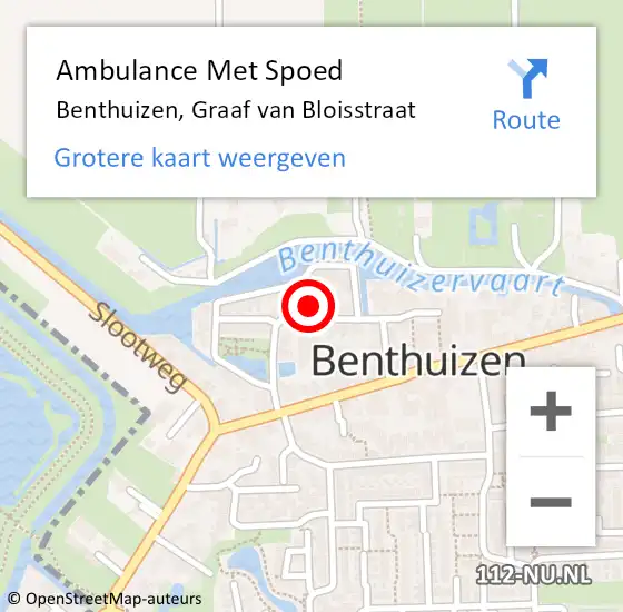 Locatie op kaart van de 112 melding: Ambulance Met Spoed Naar Benthuizen, Graaf van Bloisstraat op 10 februari 2022 07:56