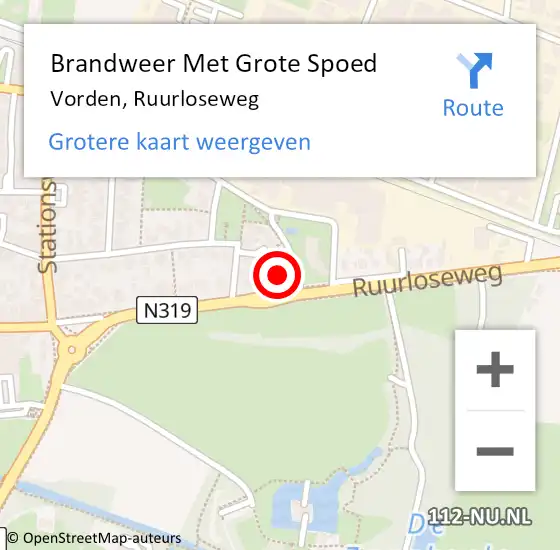 Locatie op kaart van de 112 melding: Brandweer Met Grote Spoed Naar Vorden, Ruurloseweg op 10 februari 2022 08:10