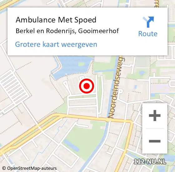 Locatie op kaart van de 112 melding: Ambulance Met Spoed Naar Berkel en Rodenrijs, Gooimeerhof op 10 februari 2022 08:11