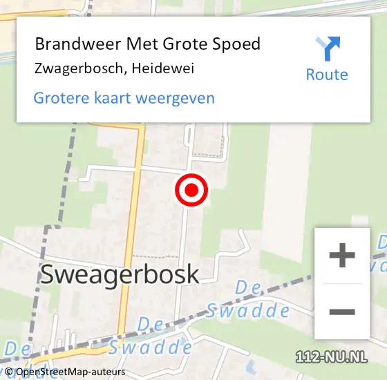 Locatie op kaart van de 112 melding: Brandweer Met Grote Spoed Naar Zwagerbosch, Heidewei op 10 februari 2022 08:17